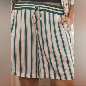 Anthropologie Green and White Striped Bermuda Boxer Shorts